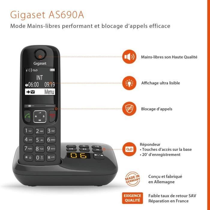 Teléfono con cable GIGASET AS690 A Quattro negro