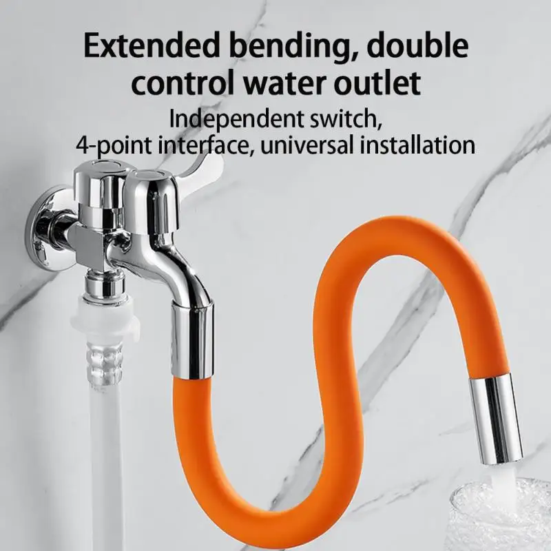 Rallonge de robinet d'évier de cuisine, flexible universel de salle de bain pivotant à 360°, flexible coudé pour lavabo, avec filtre et tête anti-éclaboussures.