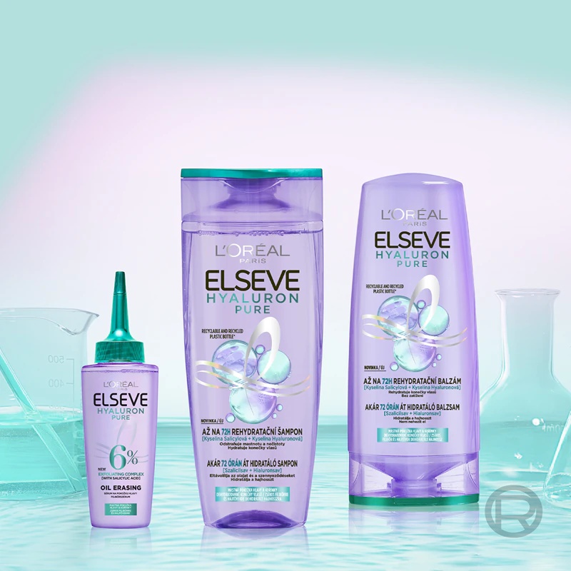 L'Oréal Paris Elseve Hyaluron Pure vlažilni šampon za mastno lasišče in suhe konice