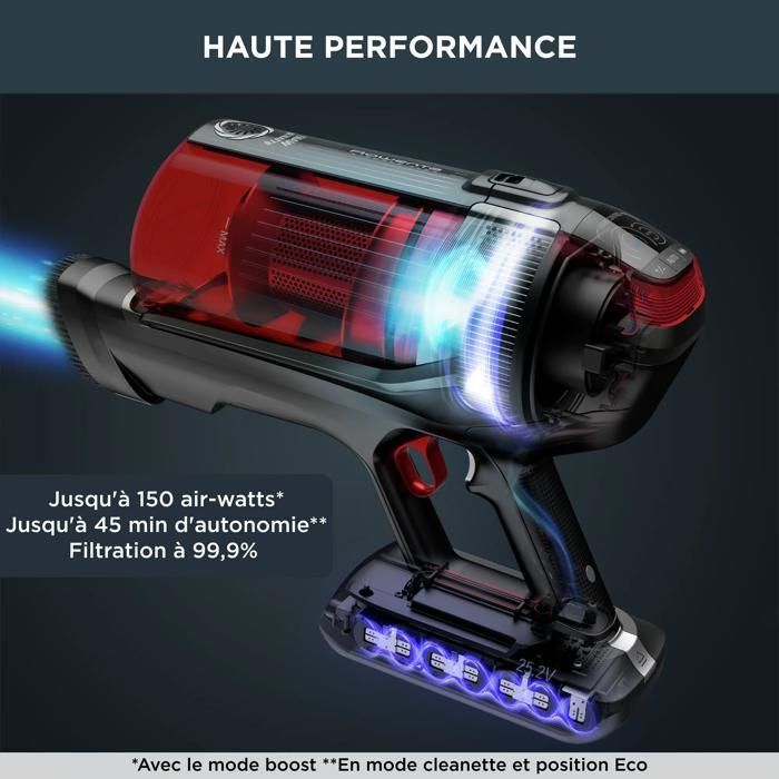 Rowenta Multifunctional Cordless Stick Vacuum Cleaner, High Performance, Versatile, 150 AW, Up to 45 Minutes of Runtime RH98A8WO