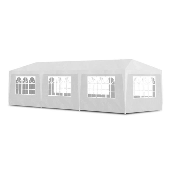 Cenador de jardín, carpa de recepción, carpa para eventos, blanco, 3x9 m