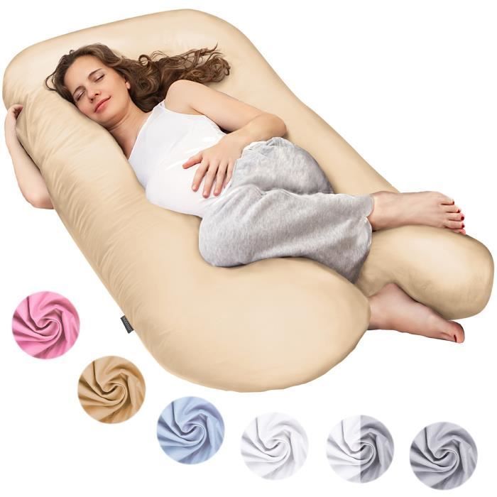 Coussin en U pour dormir sur le côté Coussin d'allaitement : Beige 150x80 cm