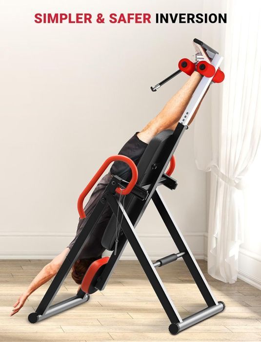 DRIPEX Banc d'inversion réglable/pliable avec triple verrouillage de sécurité, entraîneur de gravité avec ceinture de sécurité