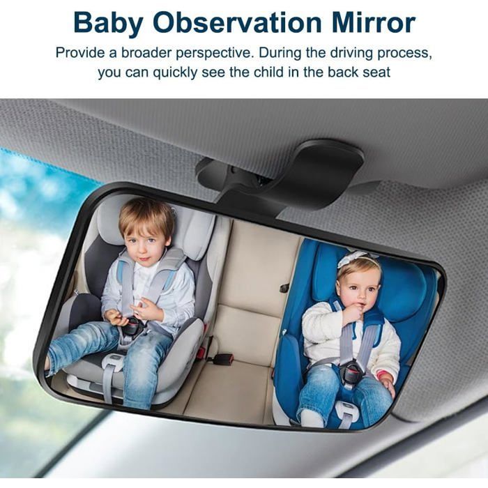 Espejo retrovisor para asiento trasero de bebé - FEBEST - Espejo giratorio 360° - Ventosa y clips de resorte