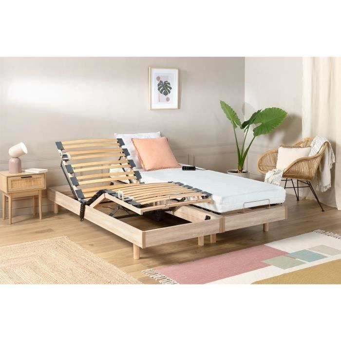 Relaxation set: mattress + electric bed bases 2x70x190cm - Foam - Firm - TALCA Made in France