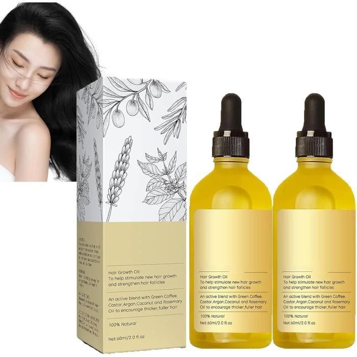 Aceite para el cuidado y crecimiento del cabello, para un crecimiento capilar muy rápido con aceite de romero (2 unidades)