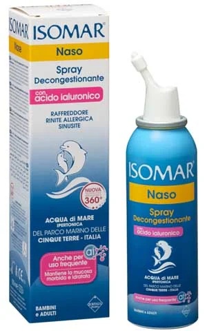 ISOMAR Spray nasal Isomar para congestão 100 ml água do mar hipertônica e ácido hialurônico