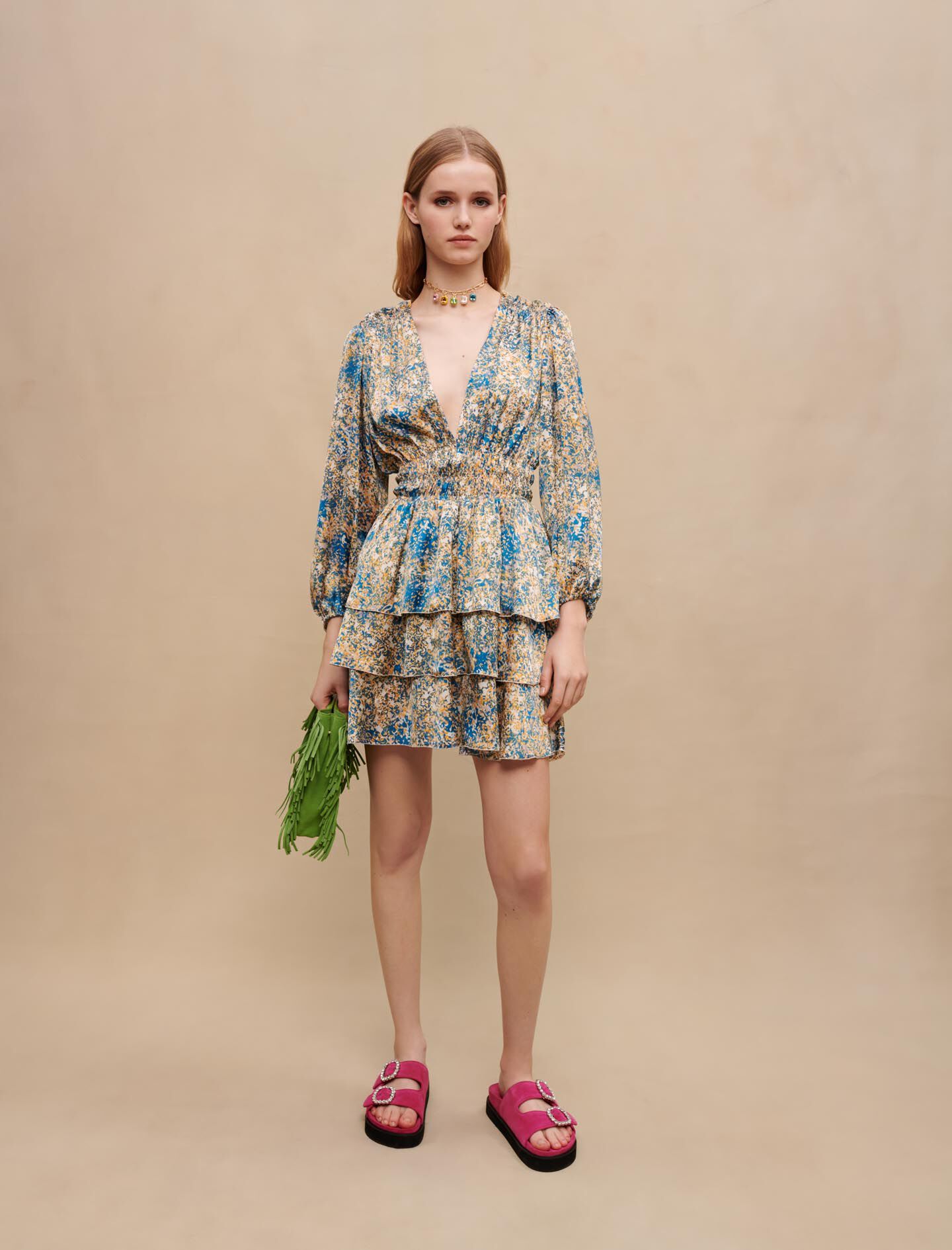 Korte jurk met abstracte print - Abstract Blauw