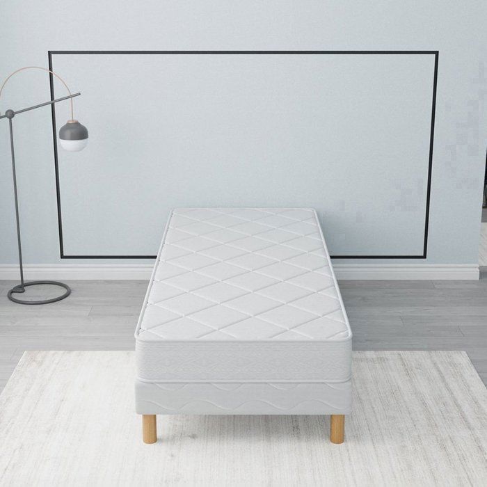 Senso Bettgestell + Matratze Set 90x200 cm | Höhe 17 cm | Polyurethanschaum | 100% Polyestergewebe | 4 Beine | Ausgewogener Liegekomfort