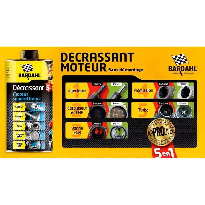 Décrassant moteur superethanol E85 5 en 1 Bardahl 1L