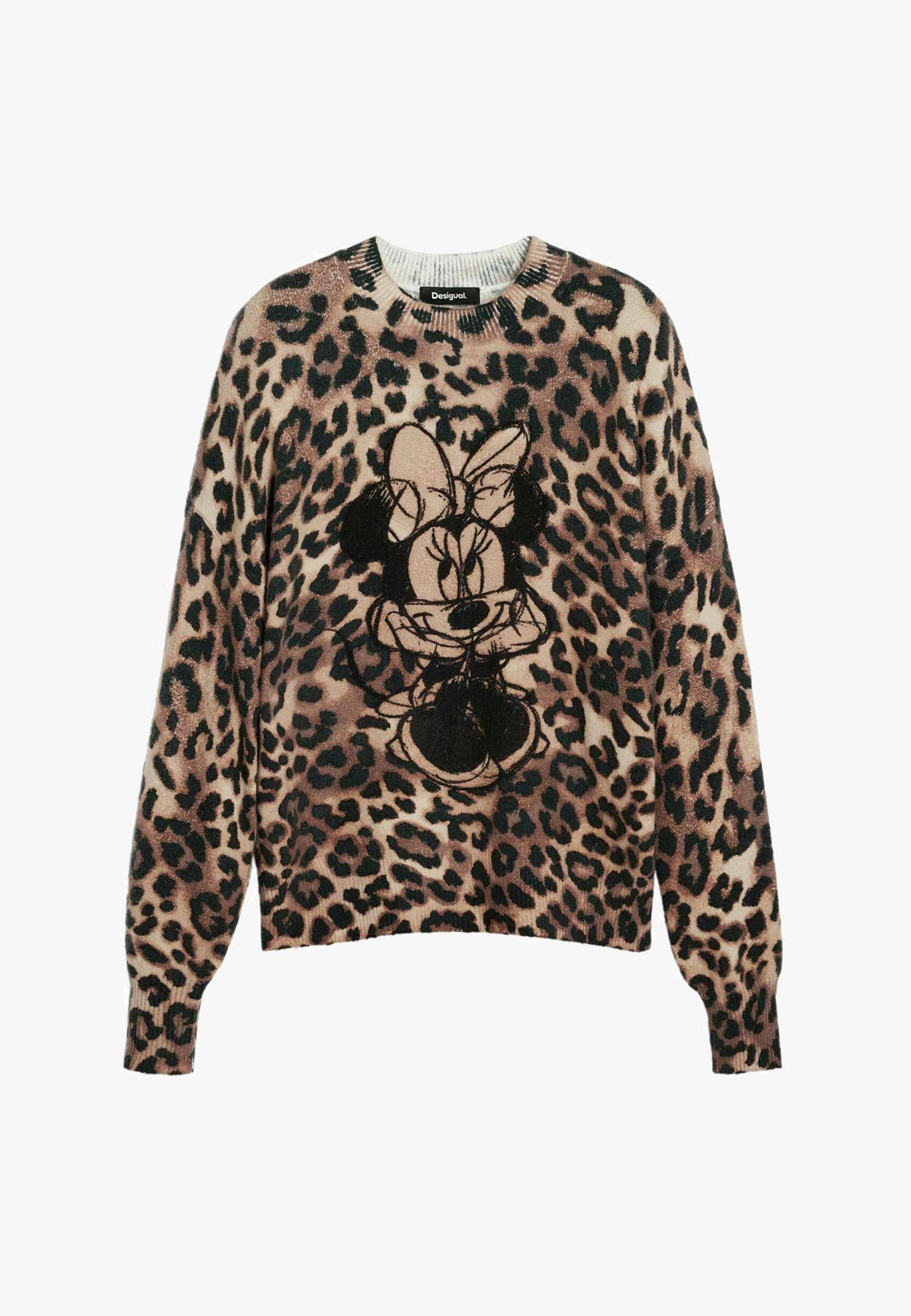 Maglione Desigual con stampa animalier di Minnie - marrone
