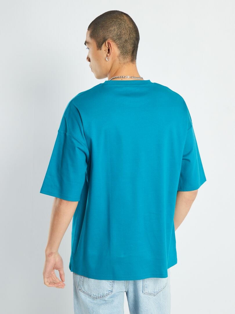 T-shirt met borstzak - BLAUW