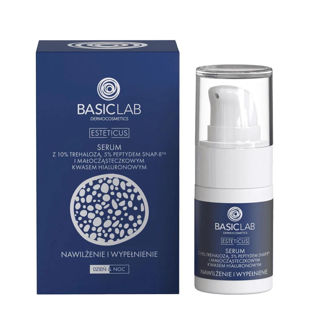 BasicLab Esteticus Aktywne serum 10% trehaloza, 5% peptyd Snap-8, 15 ml