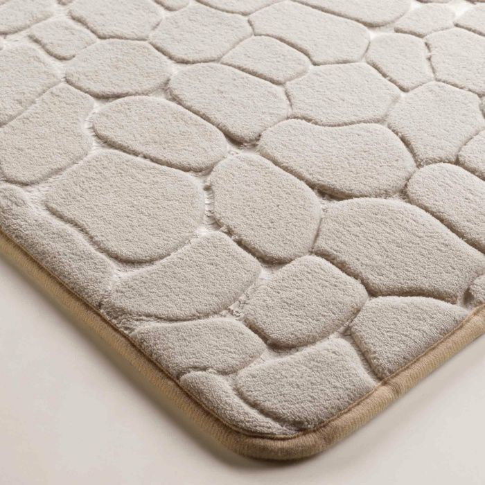 Tapis de Bain 50 x 120 cm – Microfibre Unie Relief Ricochet – Ultra Doux & Absorbant Taupe