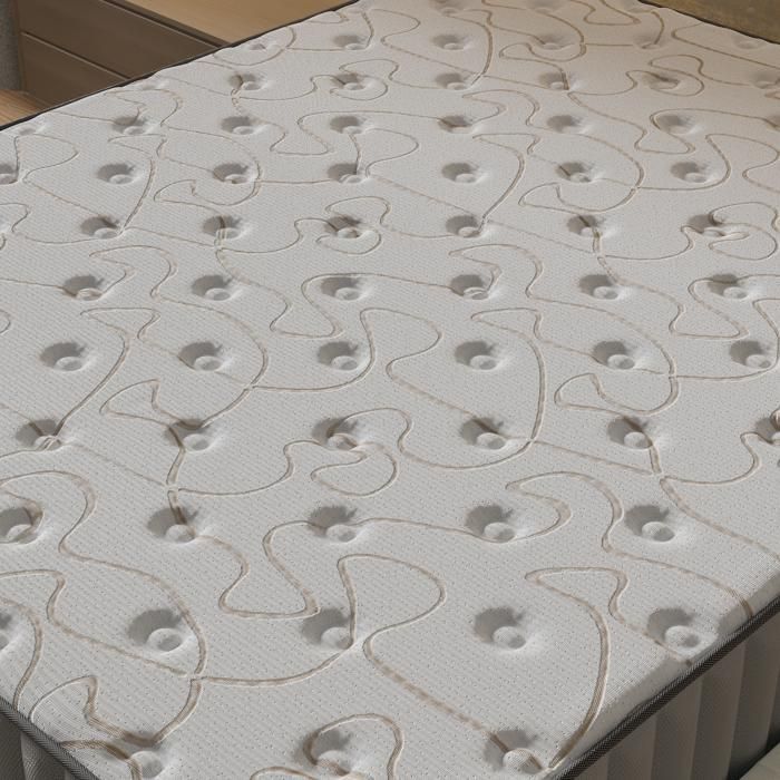 Matras + Bedbodem (120 x 190 cm) - Orionis traagschuimmatras 22 cm + stabiele houten bedbodem, grijze stoffen hoes