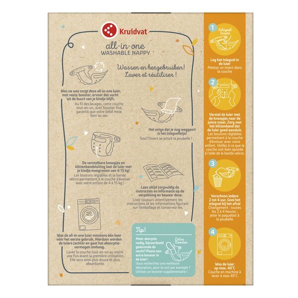 Kruidvat Prateľná plienka všetko v jednom<br>oranžová, veľkosť 4-15 kg