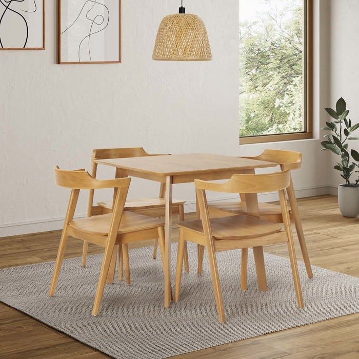 Pack 2 chaises Venus, Couleur Chêne, Bois Massif, 58 cm x 57,5 cm x 76 cm