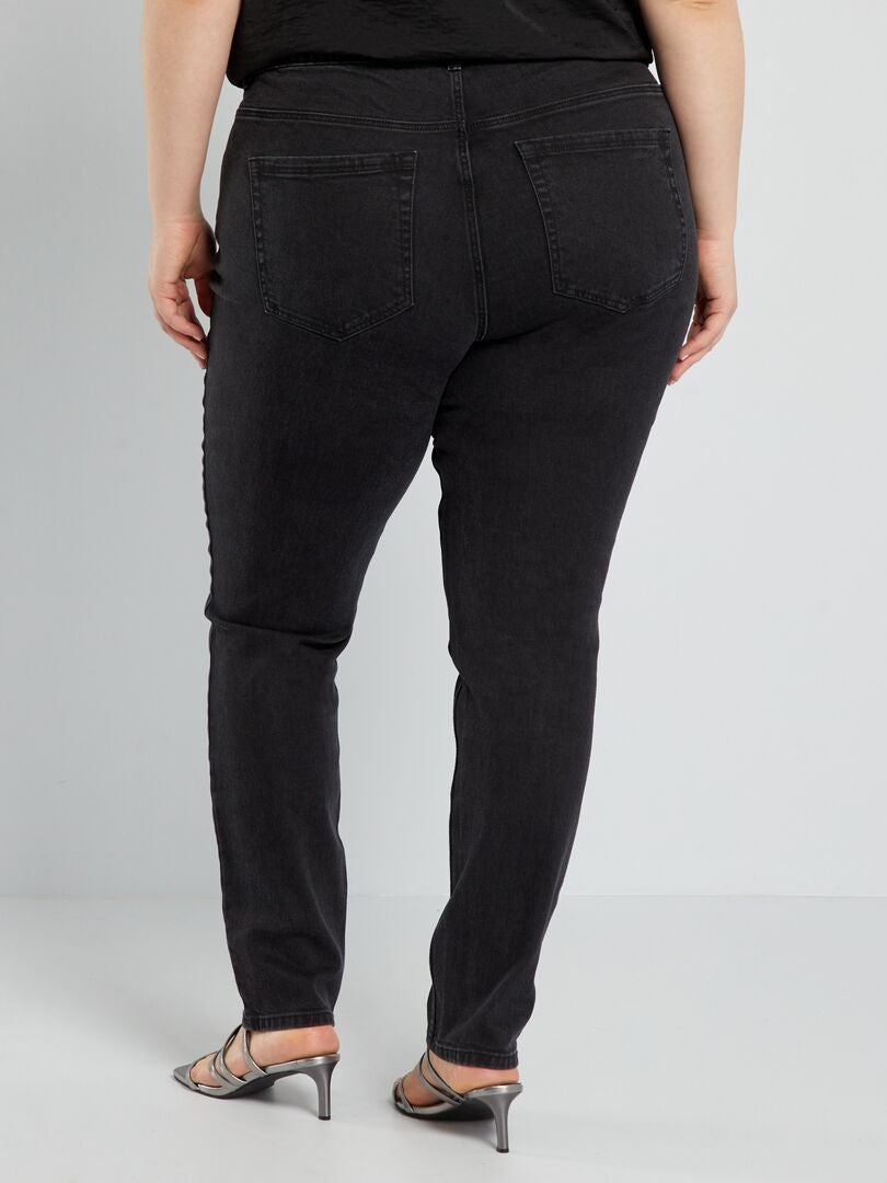 Calça jeans slim de cintura alta - L32 - PRETA