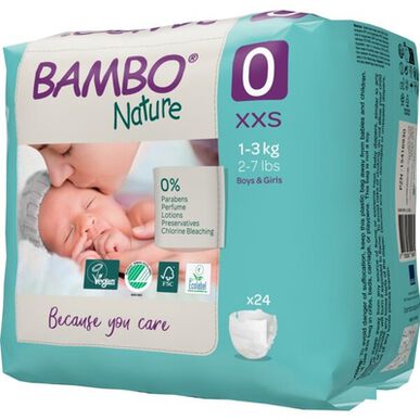 Bambo Nature Boys & Girls 0% parfemace Ekologické dětské pleny Velikost 0 1-3 kg 24 kusů