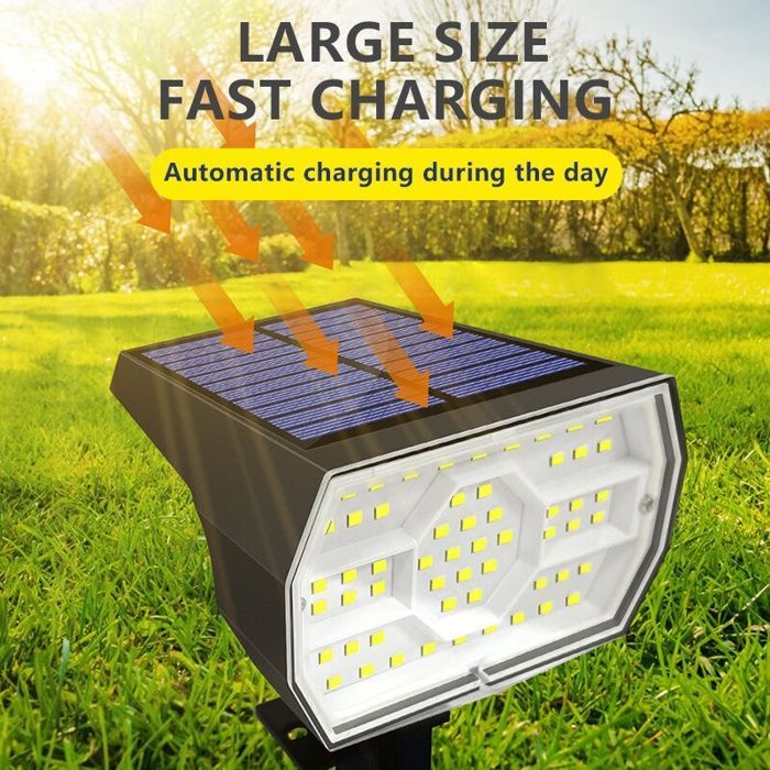 Set di 2 faretti solari da esterno, 56 LED, IP65 - pannello girevole a 90°, 3 modalità, 6500K