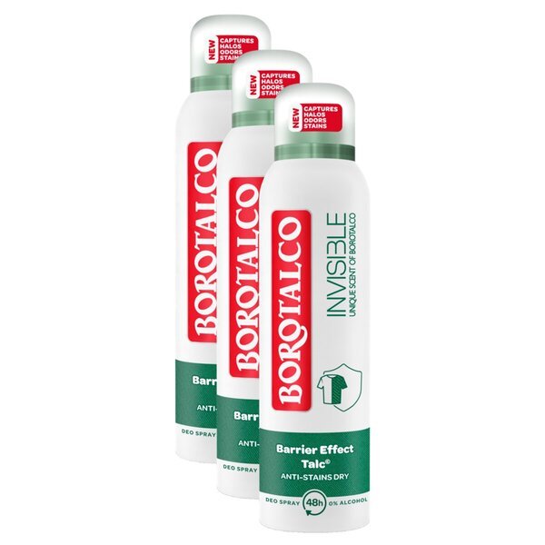 „Borotalco Invisible Original“ dezodorantas purškiamas 3 x 150 ml