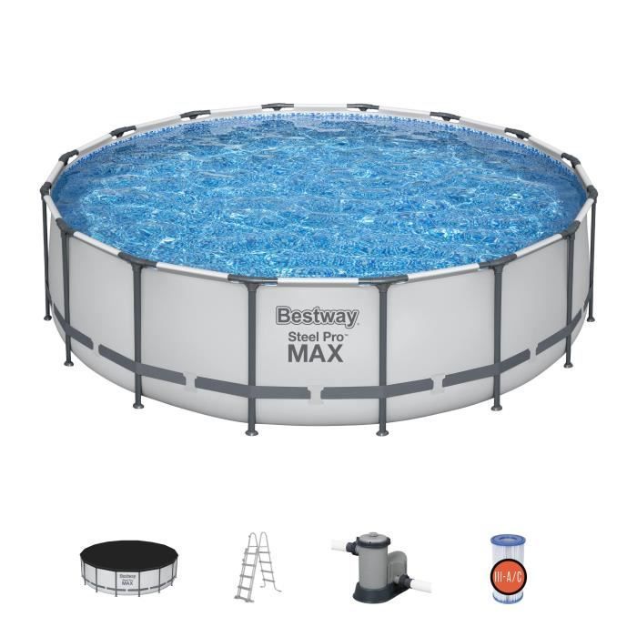 BESTWAY Above Ground Tubular Pool Kit - Steel Pro Max - 488 x 122 cm - Round (Filter with cartridge, ladder, cover)
