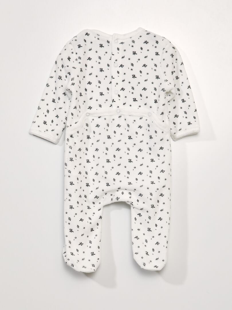 Fluwelen romper - Wit/Bladeren