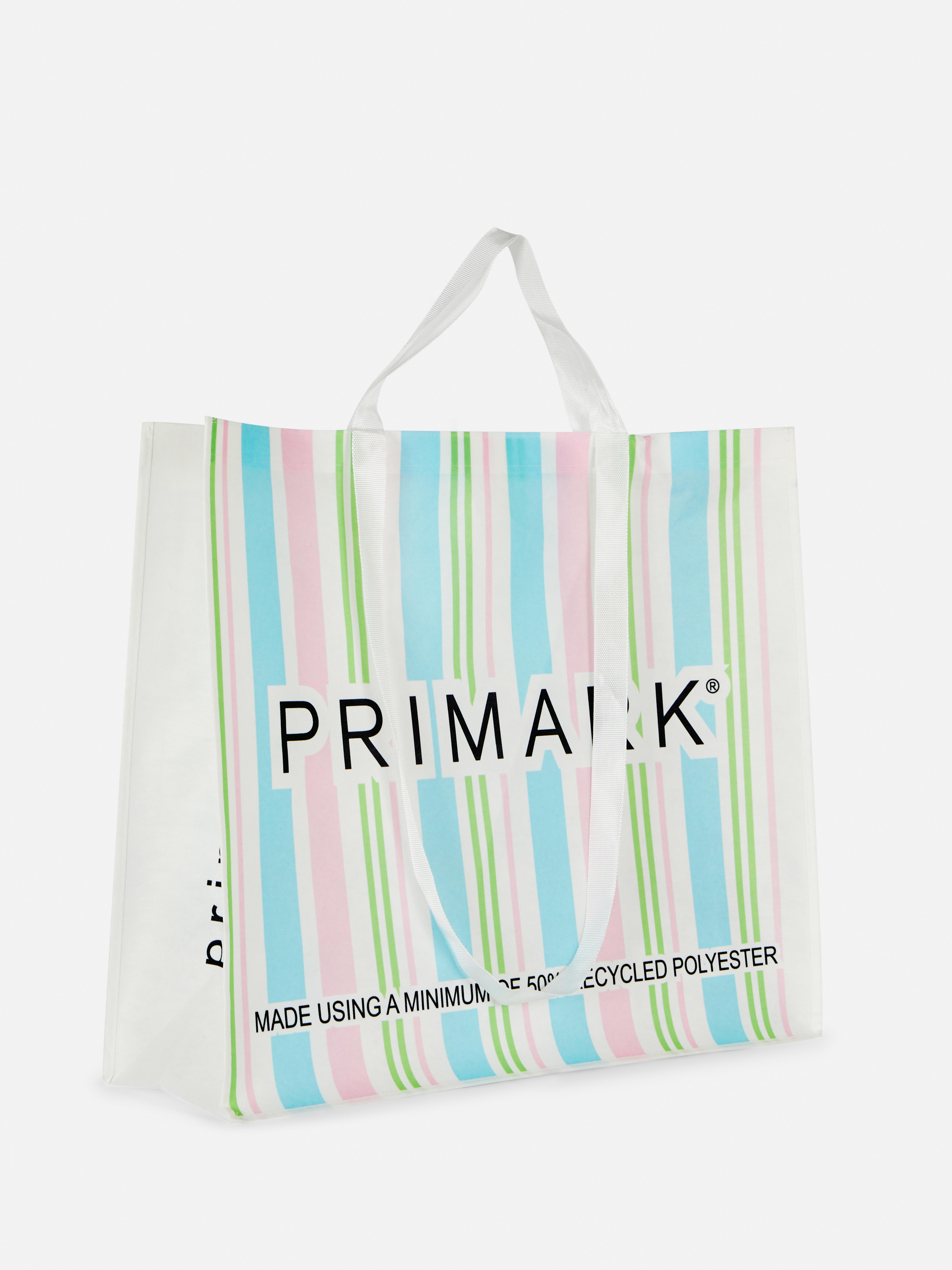 XL-Einkaufstasche mit Streifenmuster. Die perfekte Tasche für all Ihre Einkäufe und mehr. Hergestellt aus mindestens 50 % recyceltem Polyester.