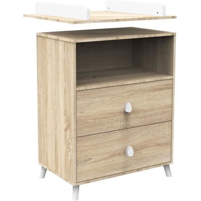 Conjunto de cuna y cambiador MONTANA Baby Room Duo - 120x60 cm + cambiador de 2 cajones con acabado en roble dorado - SAUTHON