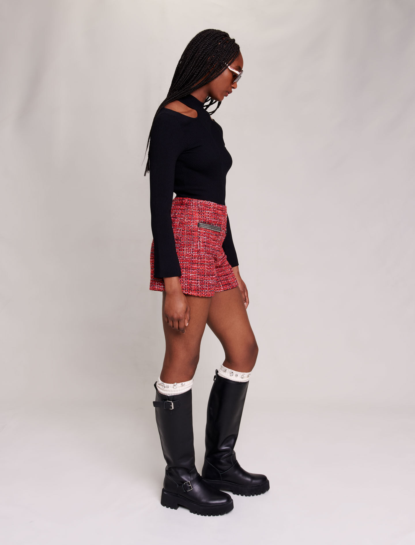 Tweed shorts - Rood