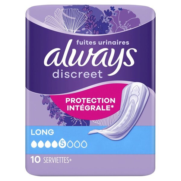 Vložky Always Discreet Long pri inkontinencii<br>Zdravotnícka pomôcka - 10 kusov