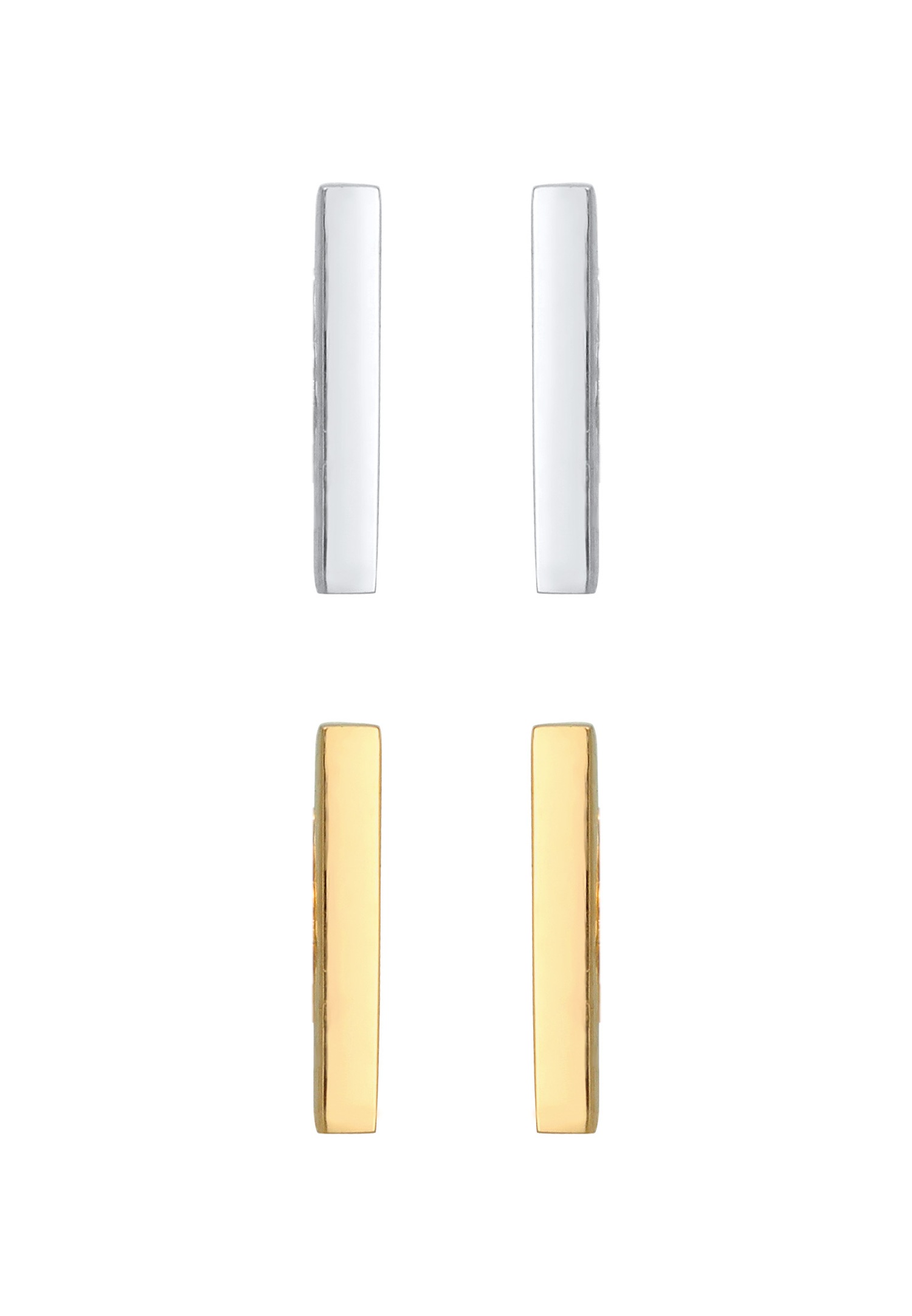 Elli Set Géo Basic Minimal Clous d'Oreille Femme - (925/1000) Argent Plaqué Or