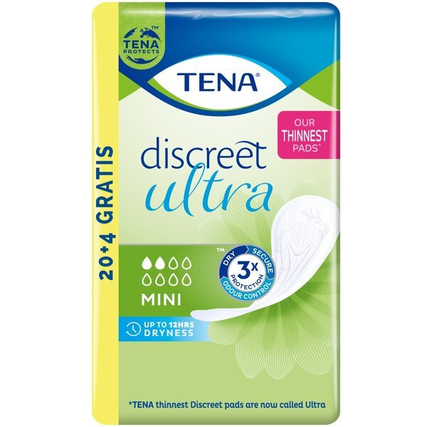 Inkontinenčné vložky Tena Discreet Ultra Mini<br>Zdravotnícka pomôcka - 24 kusov