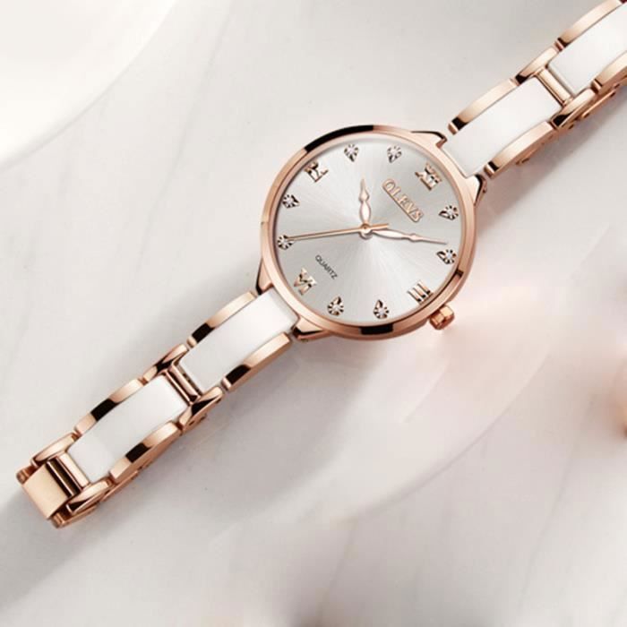 Montre femme de marque diamant bracelet en céramique étanche blanc grâce tempérament cadeau de qualité