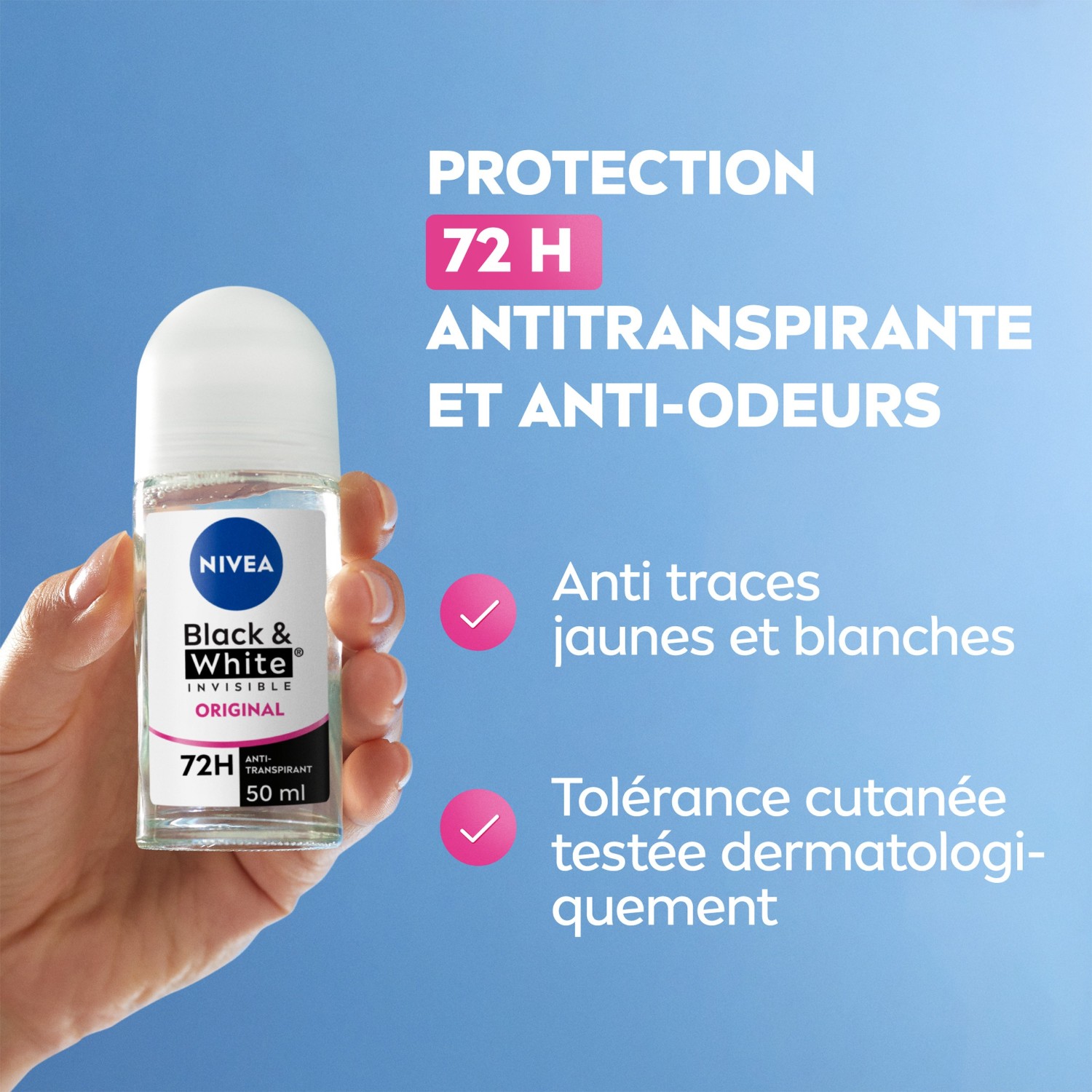 NIVEA Déodorant Bille Anti-transpirant anti-trace jaune et blanche 48H