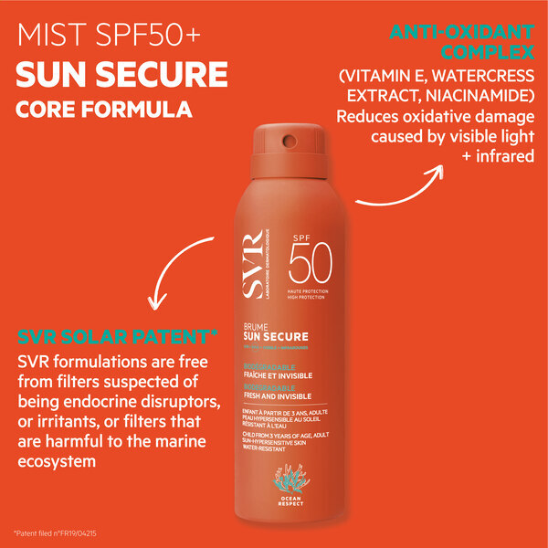 SVR SUN SECURE SPF 50+ Spray solare per il corpo, 200 ml