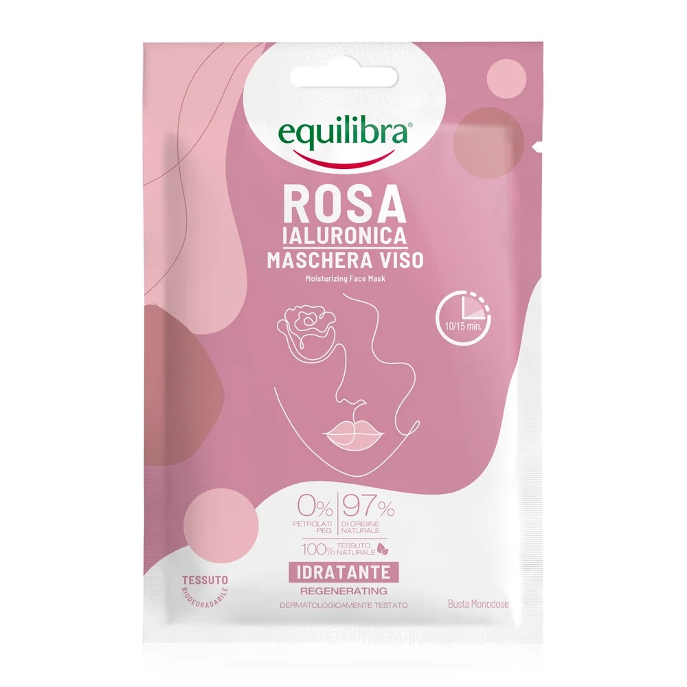 EQUILIBRA Hydraterend gezichtsmasker Equilibra Hyaluronic Rose, 1 stuk