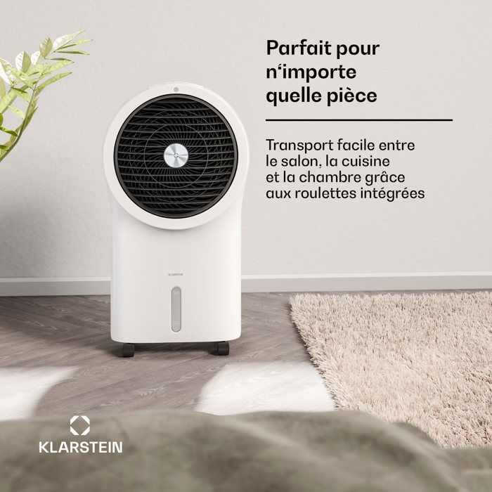Ventilador enfriador de aire Klarstein Whirlwind - 320 m³/h - 6 l - 30 m² - 2 acumuladores de frío - 3 modos - 60 W
