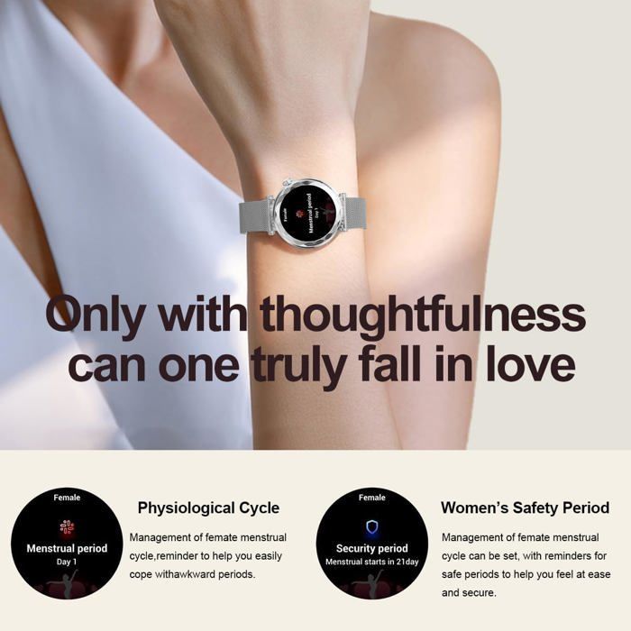 Smartwatch da donna, activity tracker per Android/iOS, schermo AMOLED da 1,19