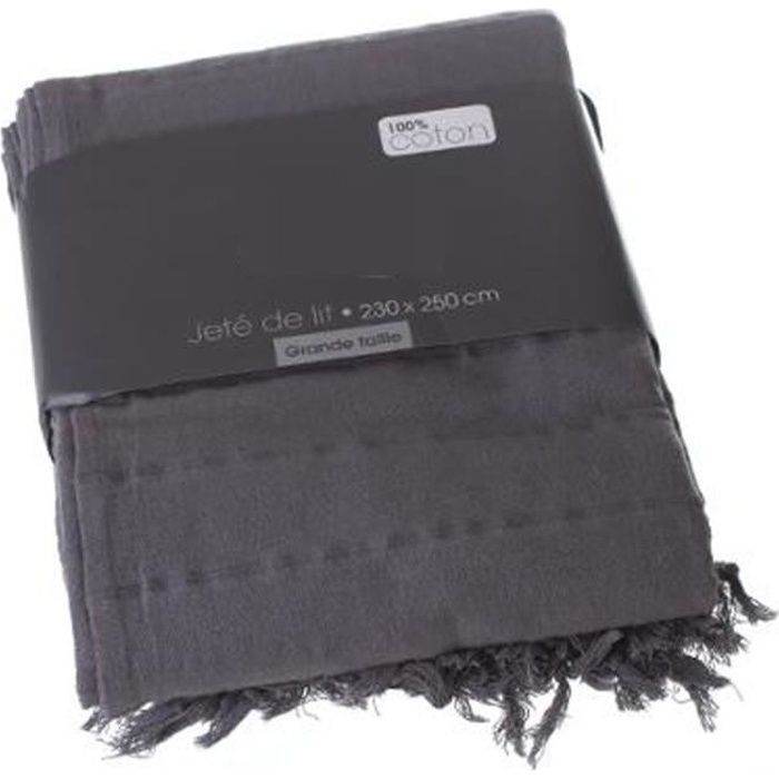 Copriletto in cotone grigio, 230 x 250 cm