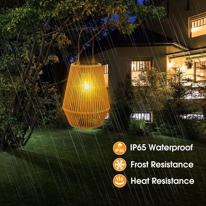 Farol solar de jardín para exteriores, 4 luces solares exteriores IP65 hechas a mano, faroles solares colgantes ideales para jardines.