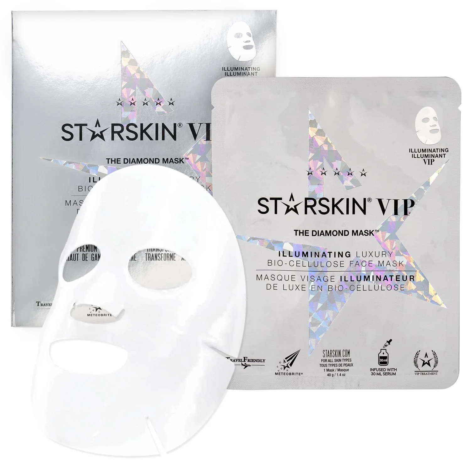 VIP VIP THE DIAMOND MASK™  Illuminating Bio-Cellulose Face Mask - Maschera Illuminante viso