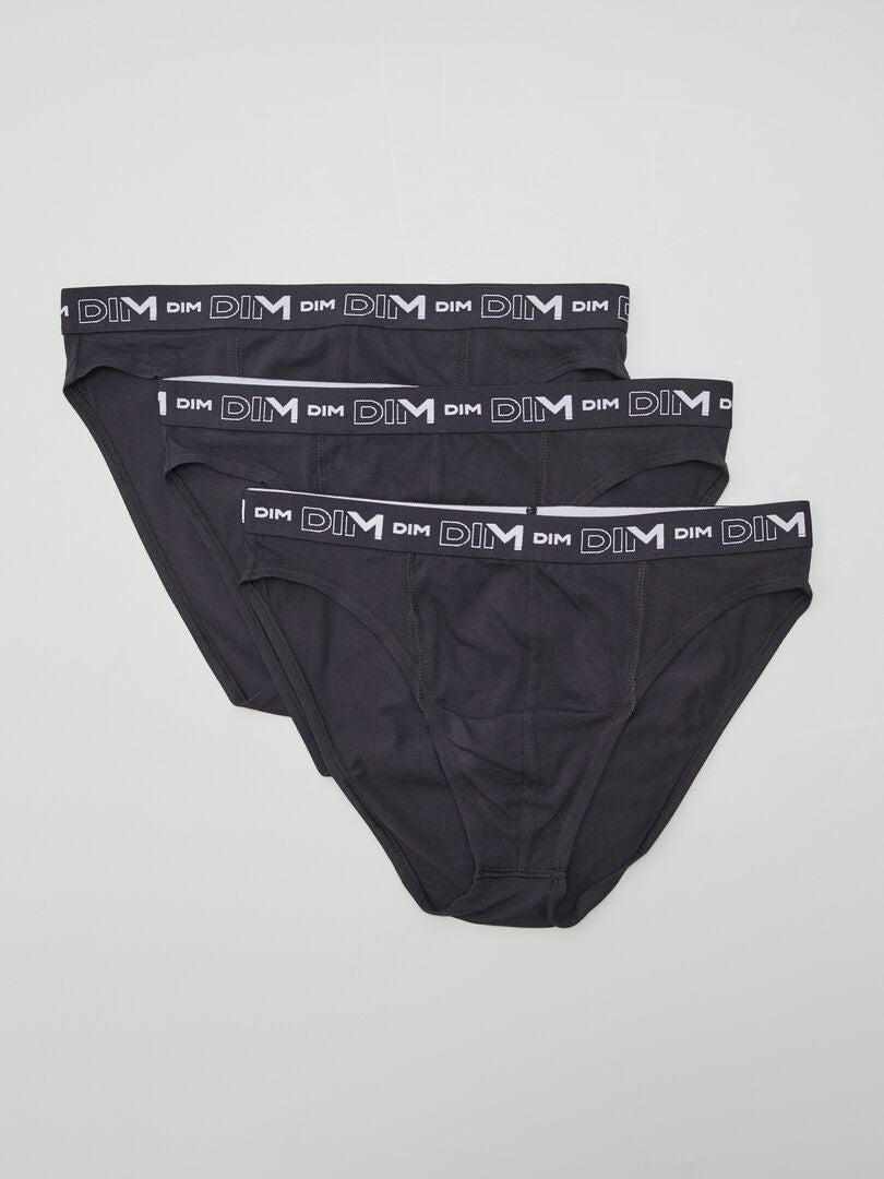 Conjunto de 3 cuecas 'DIM' em algodão elástico - PRETAS