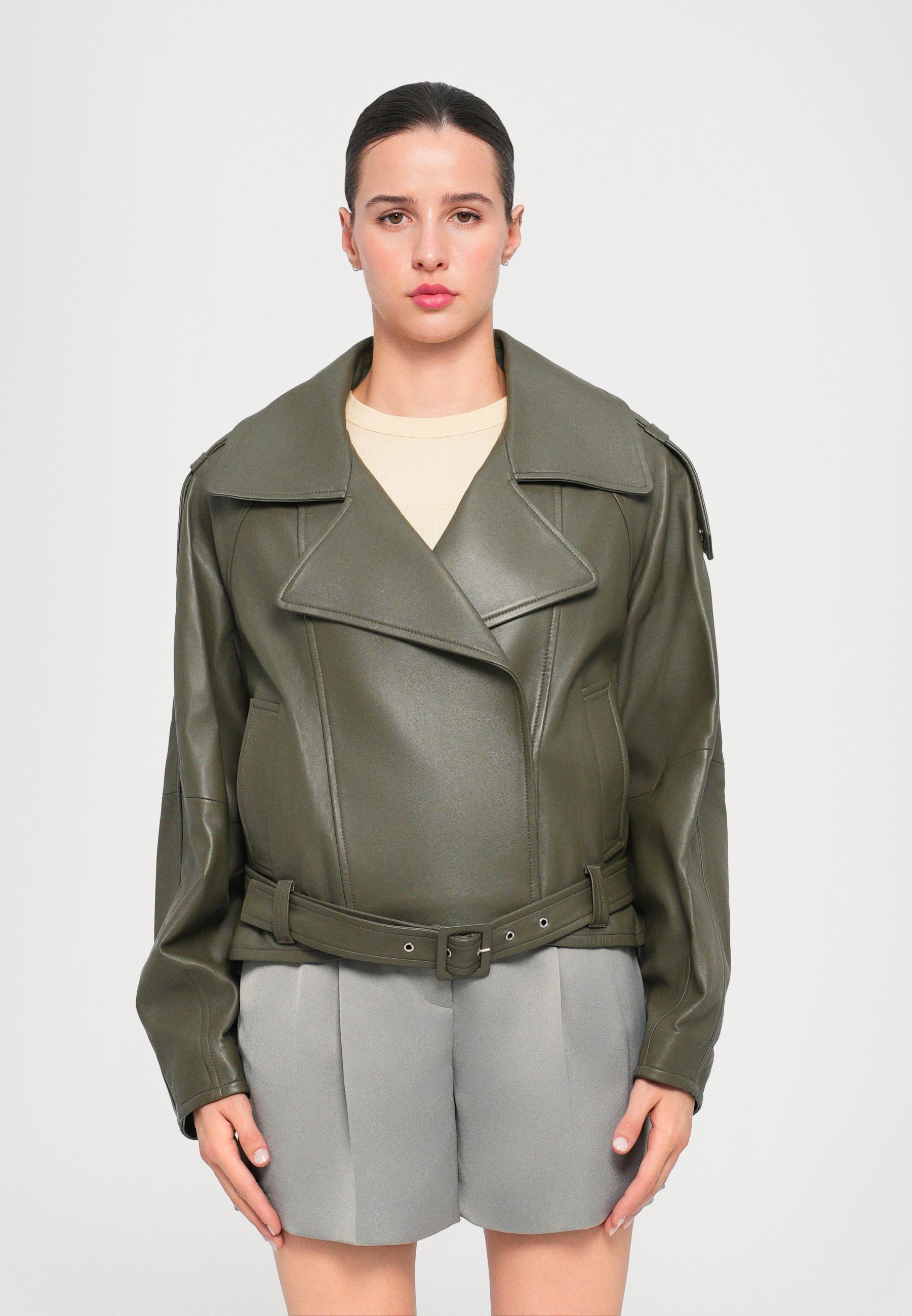 Iro YURIA - Veste en cuir - vert lierre