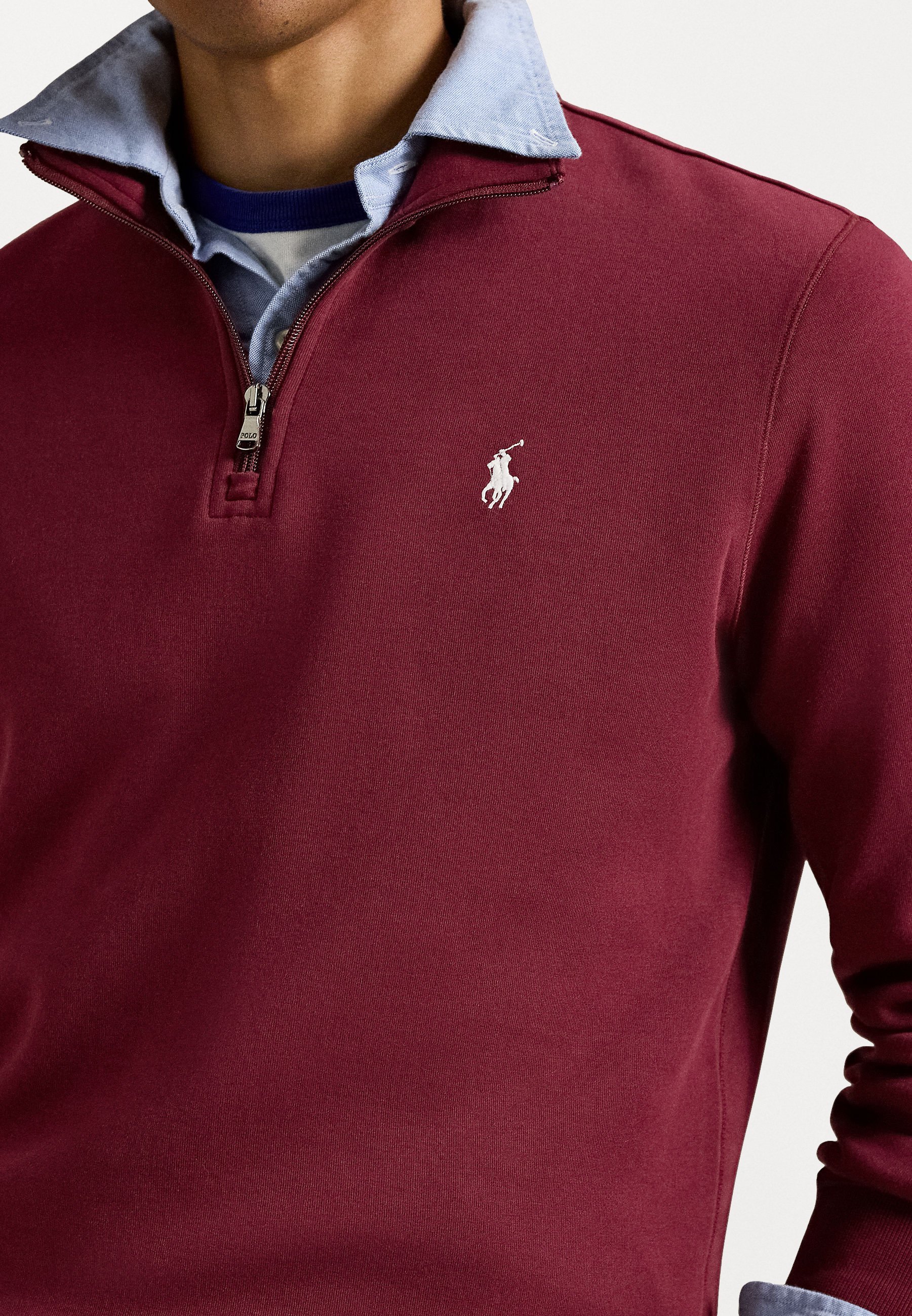 Felpa Polo Ralph Lauren DOUBLE-KNIT con cerniera a un quarto - colore vino classico