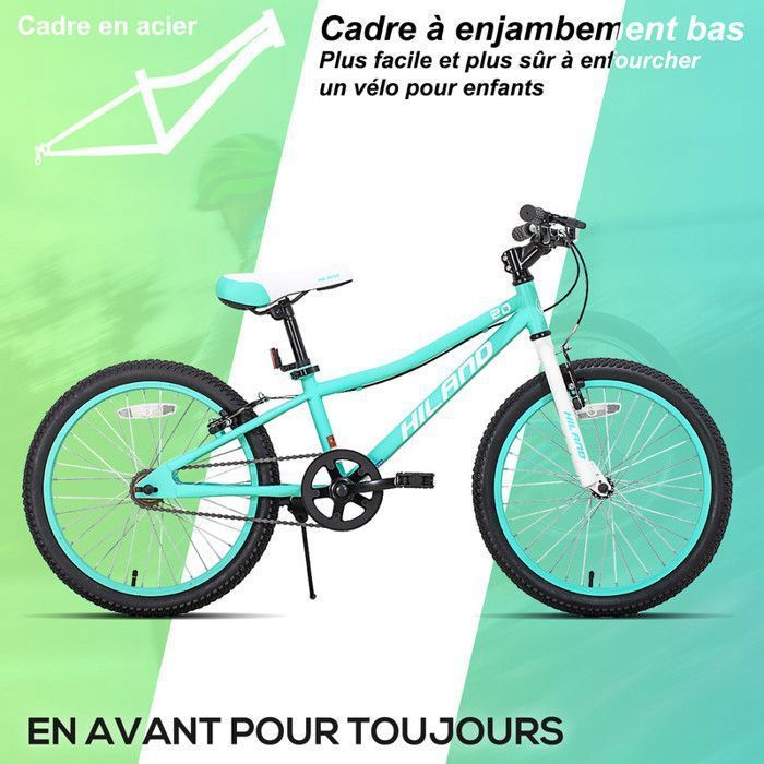 Mountain bike - HILAND - 20 inches - Hand brakes - 1 speed - Lightweight steel frame
