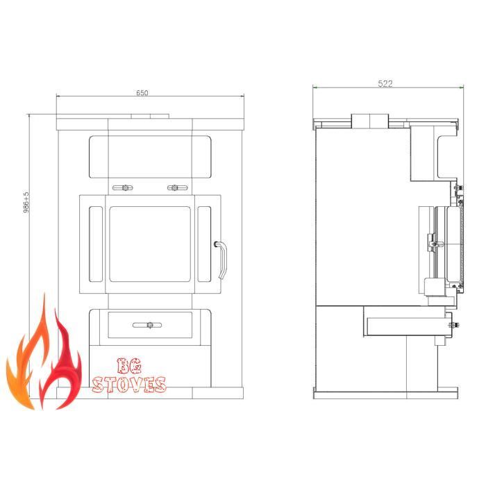 Estufa de leña Panama V05 – 9 kW | Diseño moderno y calefacción eficiente