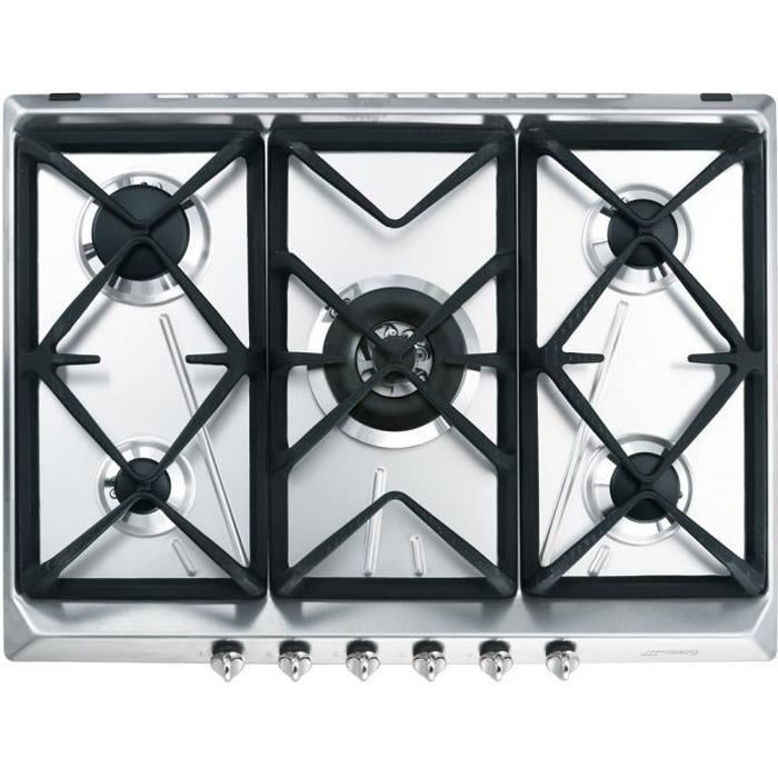 Cuisinière à gaz Smeg SRV576GH5 - Acier inoxydable - 5 brûleurs - Allumage électronique