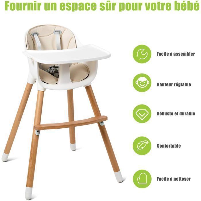 Silla alta convertible 2 en 1 COSTWAY para bebés - De 6 meses a 3 años - Altura ajustable - Capacidad de carga de 15 kg - Bandeja extraíble - Cojín de PU - Reposapiés