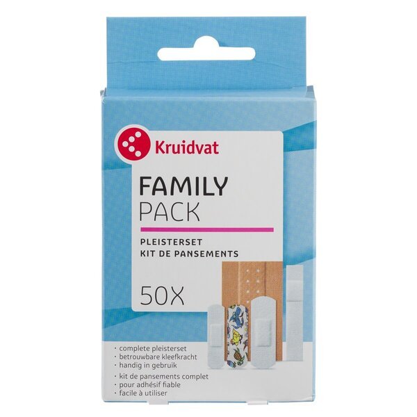 Sada náplastí Kruidvat Family Pack<br>Zdravotnícka pomôcka - 50 kusov